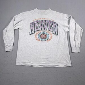 Vintage University of Heaven Shirt Mens XL Gray Signal Sport Long Sleeve 90s USA